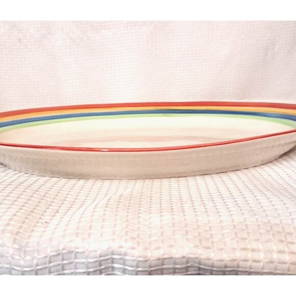 Gibson Rainbow Striped 13" Oval Platter Ceramic LGBTQ Pride Theme Hand Painted - Picture 4 of 5